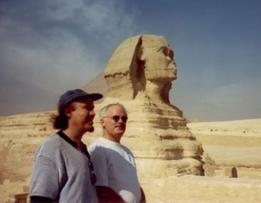 Steve with Dennis Irwin (bass) at the Sphinx in Egypt on tour with Vanguard Orchestra, late 90's