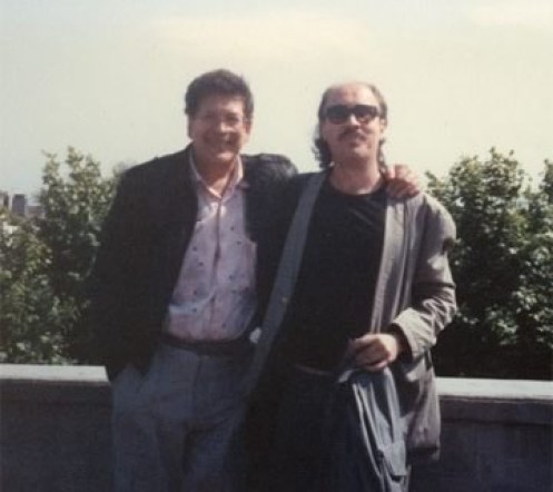 Steve with Ray Barretto on the road in Europe, late 80s